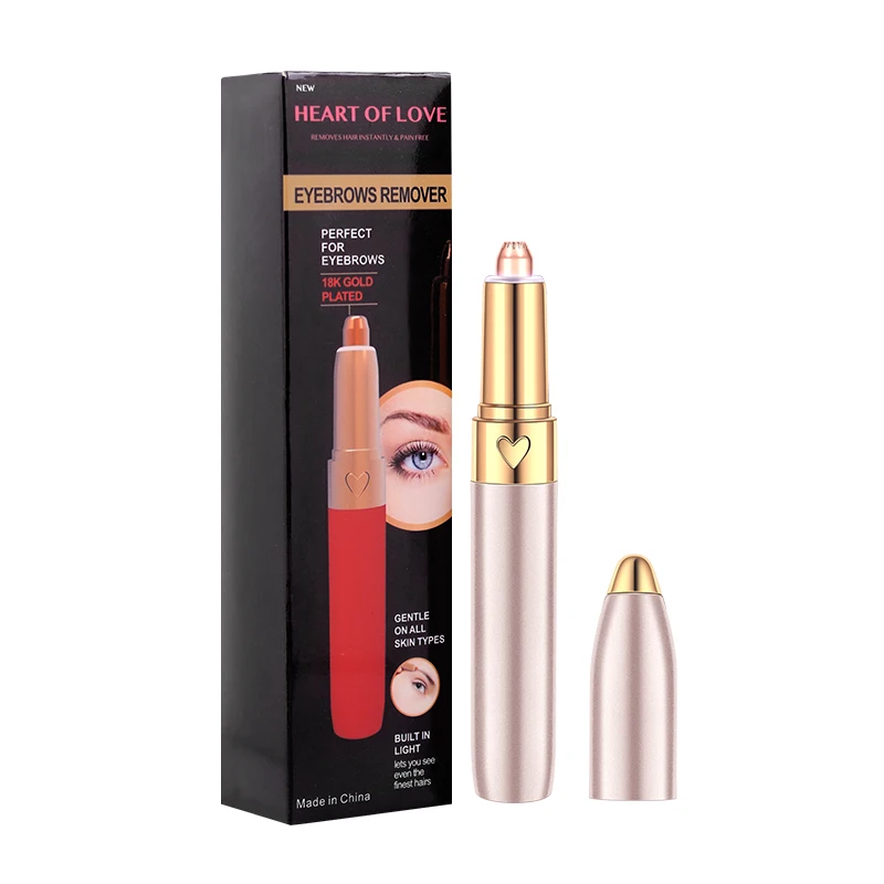 
amazon hot selling eye hair trimmer high quality USB lipstick electric eyebrow remover 