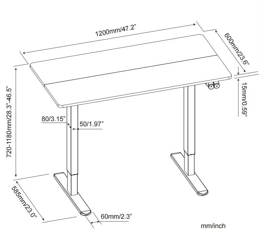 V-mounts solid wood style electric single motor adjustable office desk with Anti-collision sensing VM-JSD5-02-2P