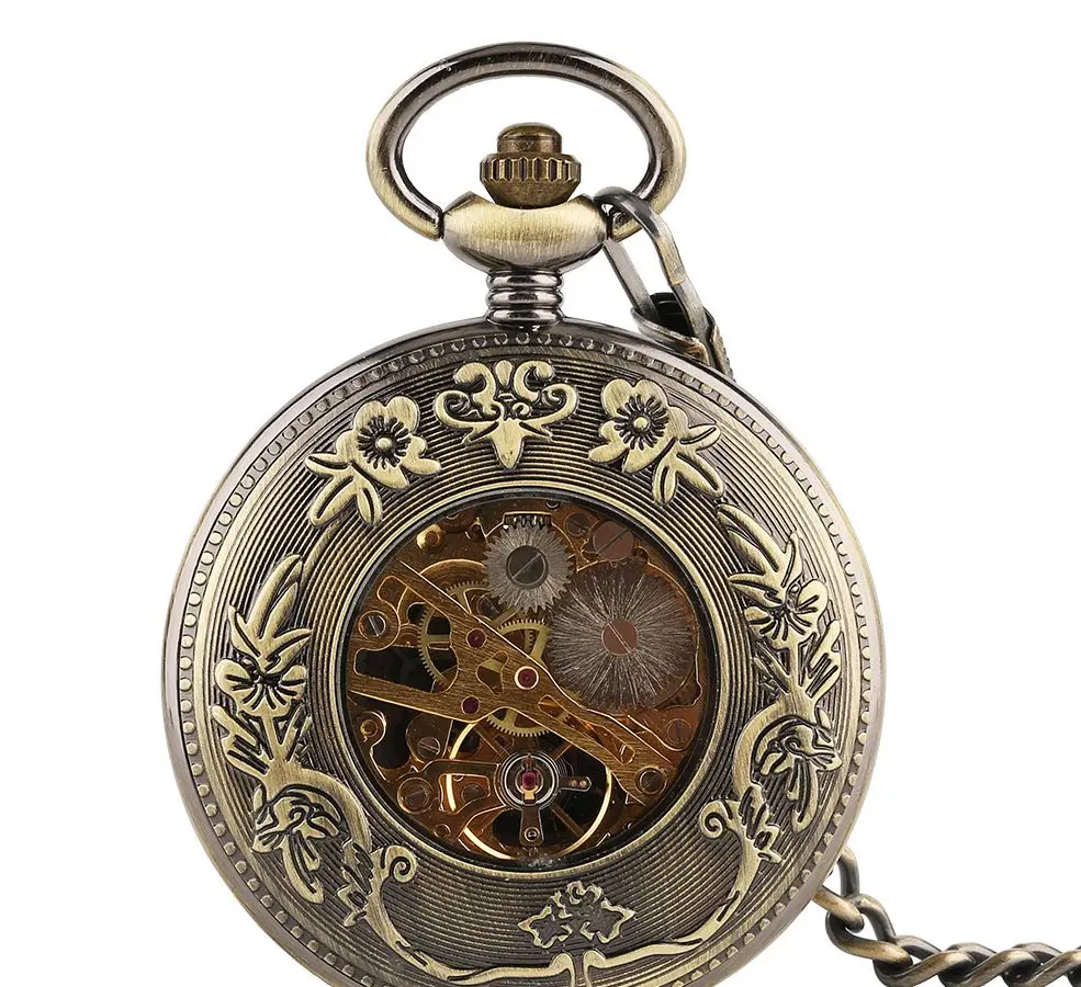 Hollow Manual Watches Key Chain Retro Eagle Roman mechanical Pocket Watches