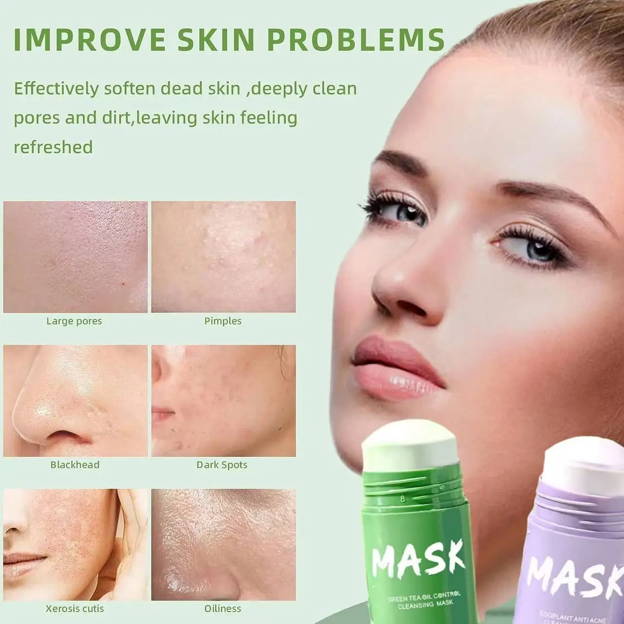 TWG Green Tea Face Sheet Maskss Stick Blackhead Remover Extract Poreless Deep Cleanse Moisturizing Oil Control Face Mask Stick