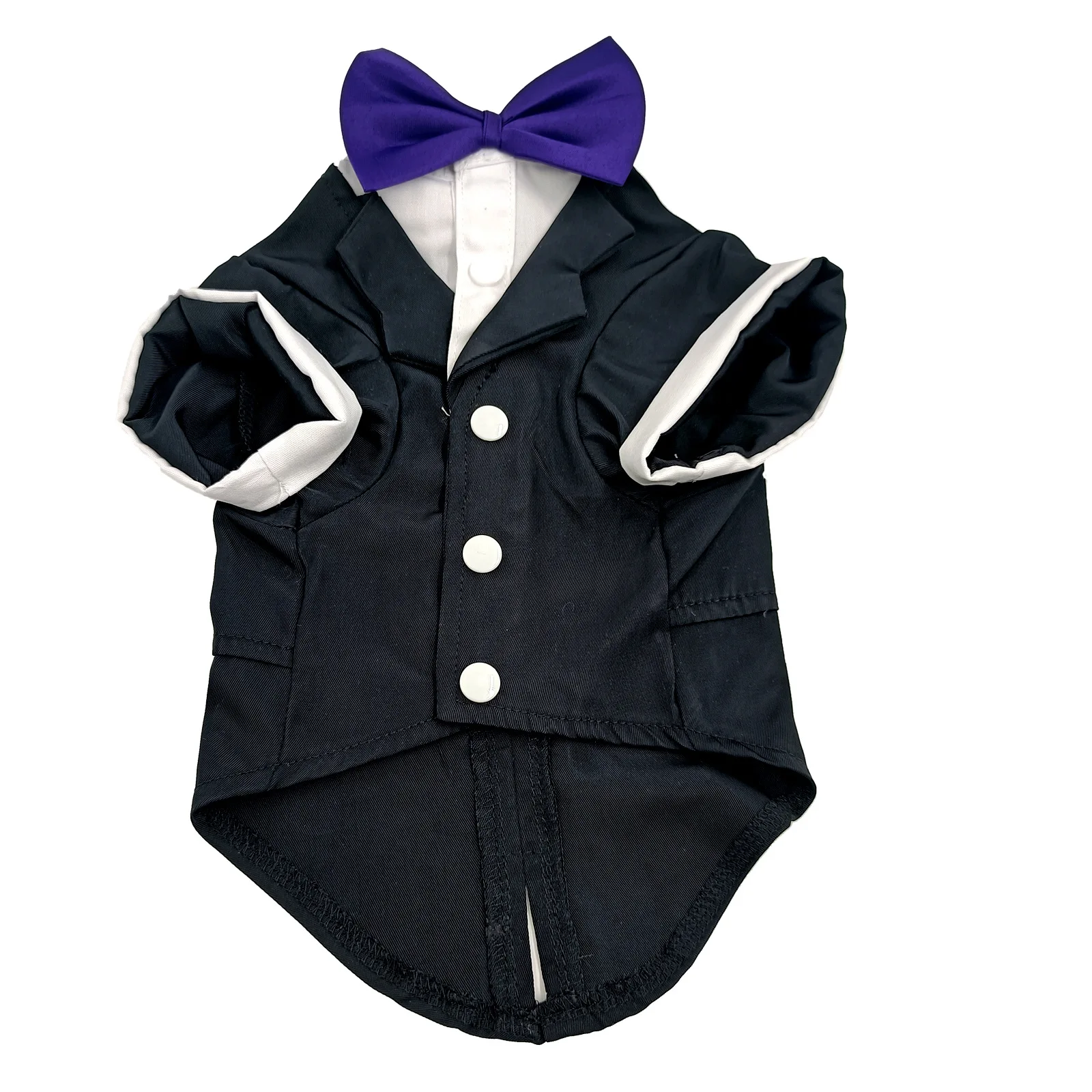 YOELLEN Wholesale luxury fashion wedding party black white suit soft winter pet bow tie set outfits T shirt apparel dog clothes
