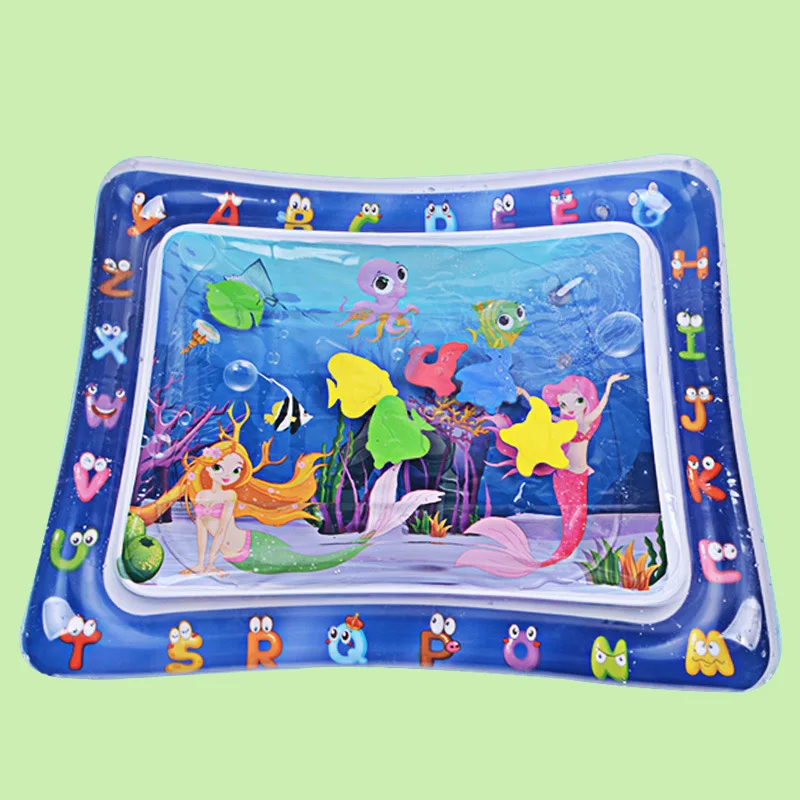 Child Water Play Mat Non-Toxic Inflatable Baby Water Mat Foldable Educational Toys Tummy Time Mat for Baby Infants and Toddlers