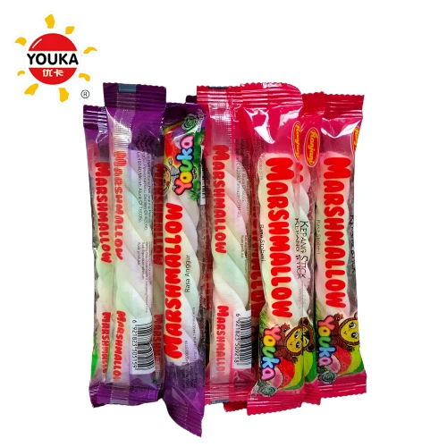 
Halal Twisted Marshmallow Stick Rainbow Soft Marshmallow Candy 