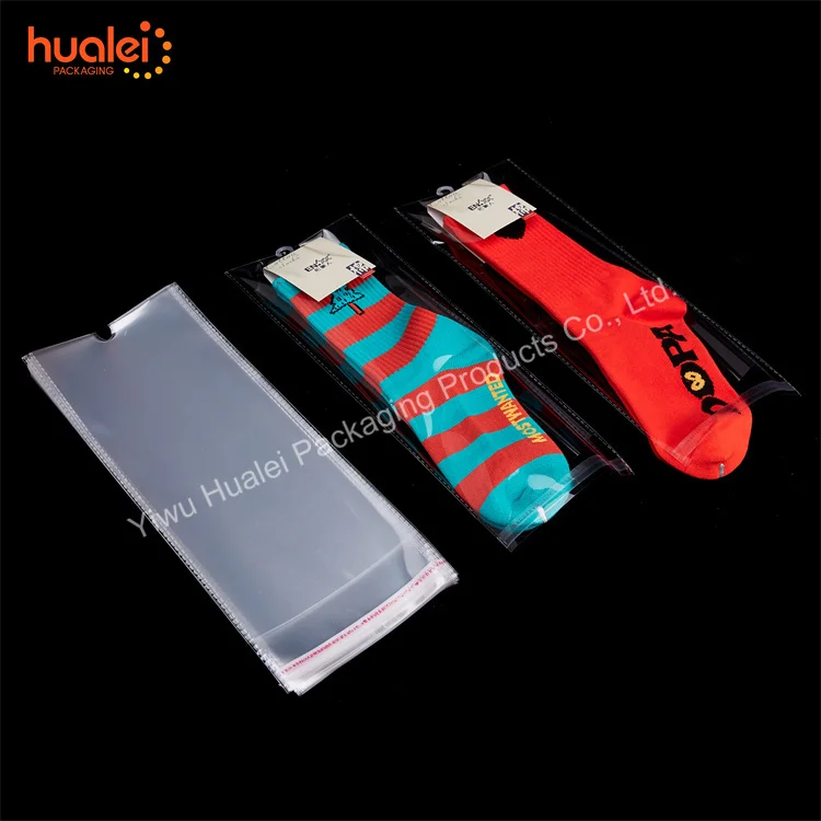 Custom Printed Clear Transparent OPP PP CPP Self Adhesive Bopp Bag For Socks Garment Underwear Packaging