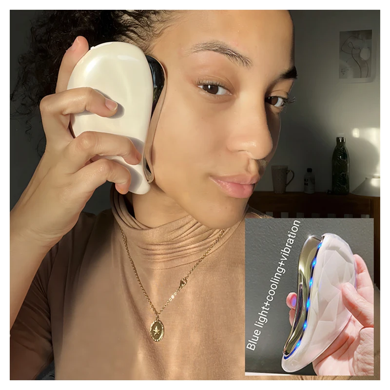 Hot Selling new HOT COLD EMS Microcurrent Guasha Red Blue Purple Light Face Neck Body Lifting equipment for face massage