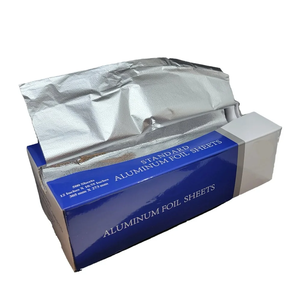 pop up food service precut aluminium foil sheet for kitchen food wrapping 200 sheets or 500 sheets