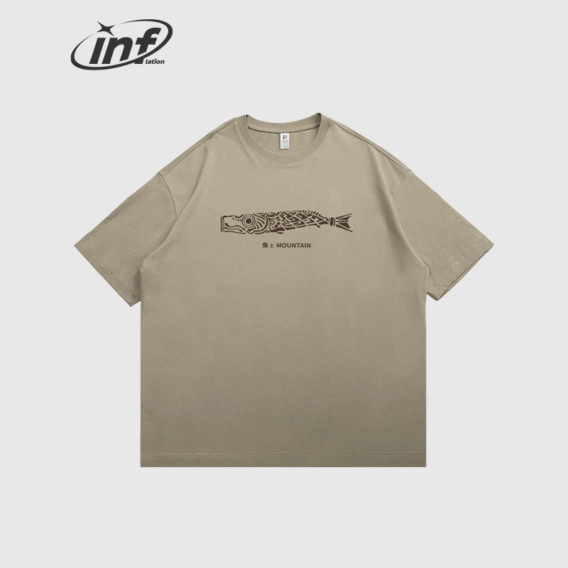 INFLATION carp streamer Screen Printing Vintage T shirt 265g Heavy weight T-shirt