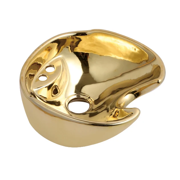 Shenghui Salon Furniture Accessories Shampoo Unit Replacement Parts Luxury Gold Ceramic Hair Wash Bowl Shampoo Basin for Salon
