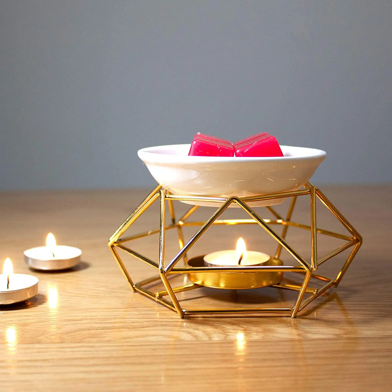 Golden Wax Warmer Tealight Candle Holder Aroma Diffuser Ceramic and Iron Wax Melter Candle Essential Oil Burner