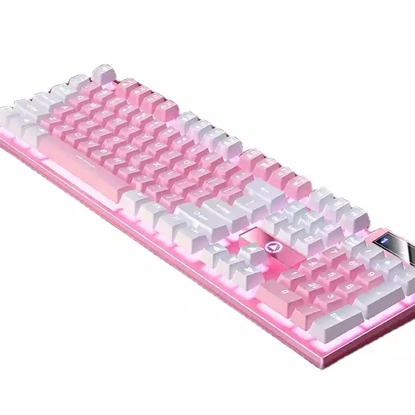 104 Keys Gaming Keyboard Wired Keyboard Color Matching Backlit Mechanical Feel Computer E-sports Peripherals for Desktop Laptop