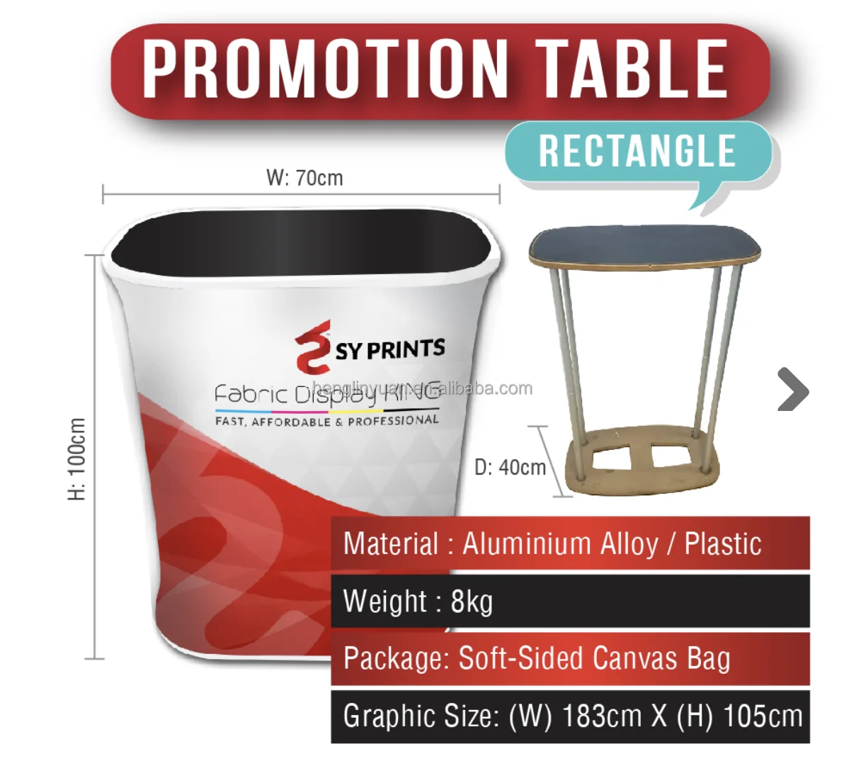 Portable Promotion counter oval Pop Up table custom Podium Stand Trade shows counter displays