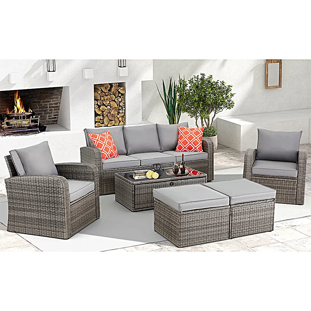 nordic synthetic rattan wicker rattan sofa garden outdoor furniture rattan set conversation set outdoor modern garden furniture