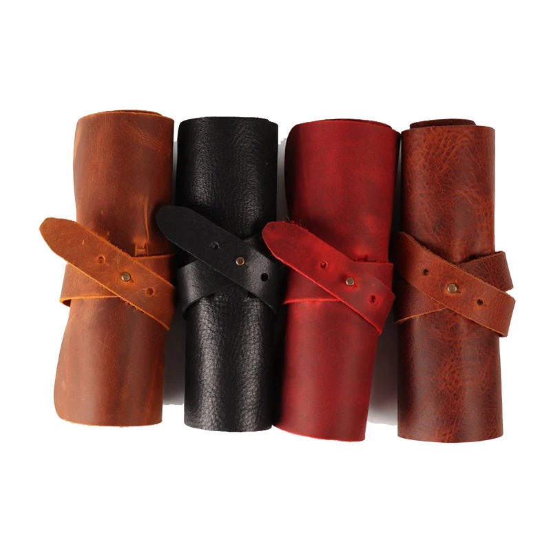 Ручной работы из натуральной кожи в винтажном стиле; Карандаши обертка скатать ручка держатель для карандашей чехол органайзер сумка