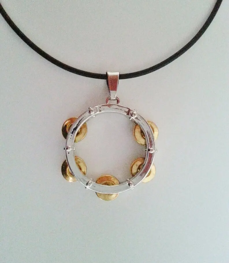 Best Seller Tambourine Pendants For Necklace Tarnish Free Music Lover Jewelry Stainless Steel Cadena Pandero Disc Necklace