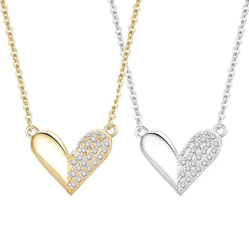 925 Sterling Silver Heart Necklaces for Women  Filled with CZ Stones Pendant Necklace Valentine Day