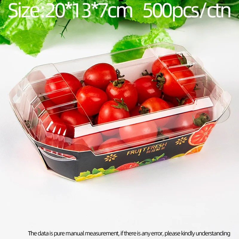 Disposable Cardboard Tray Fruit Packaging Cherry Tomato Box Fresh Fruit Take Away Paper Fruit Tray