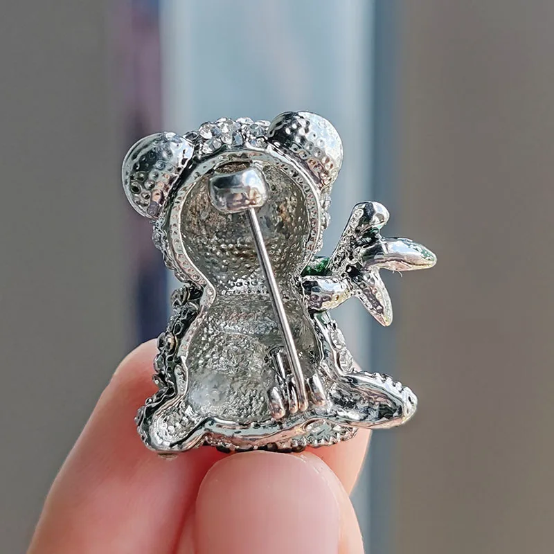 Alloy Panda brooch Cartoon animal rhinestone enamel brooch