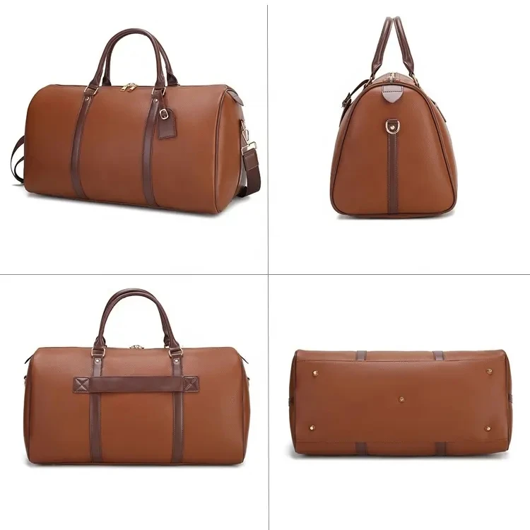 Custom Weekender Overnight Bag Waterproof Leather Large Carry on Bag Travel Tote Duffel Bag for Men PU OEM Fashion Unisex Trip