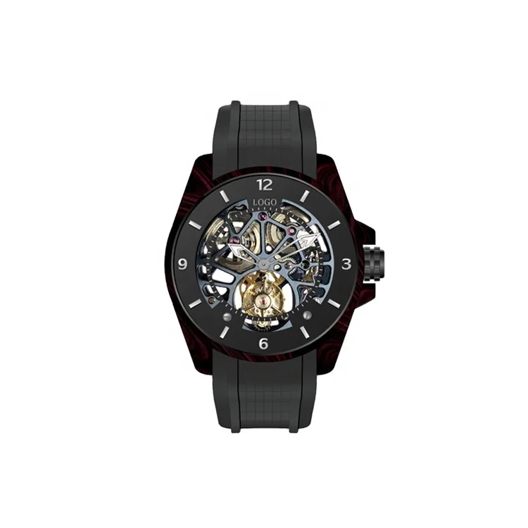 Tough carbon fiber watch with super-luminova mix-color forged carbon watches