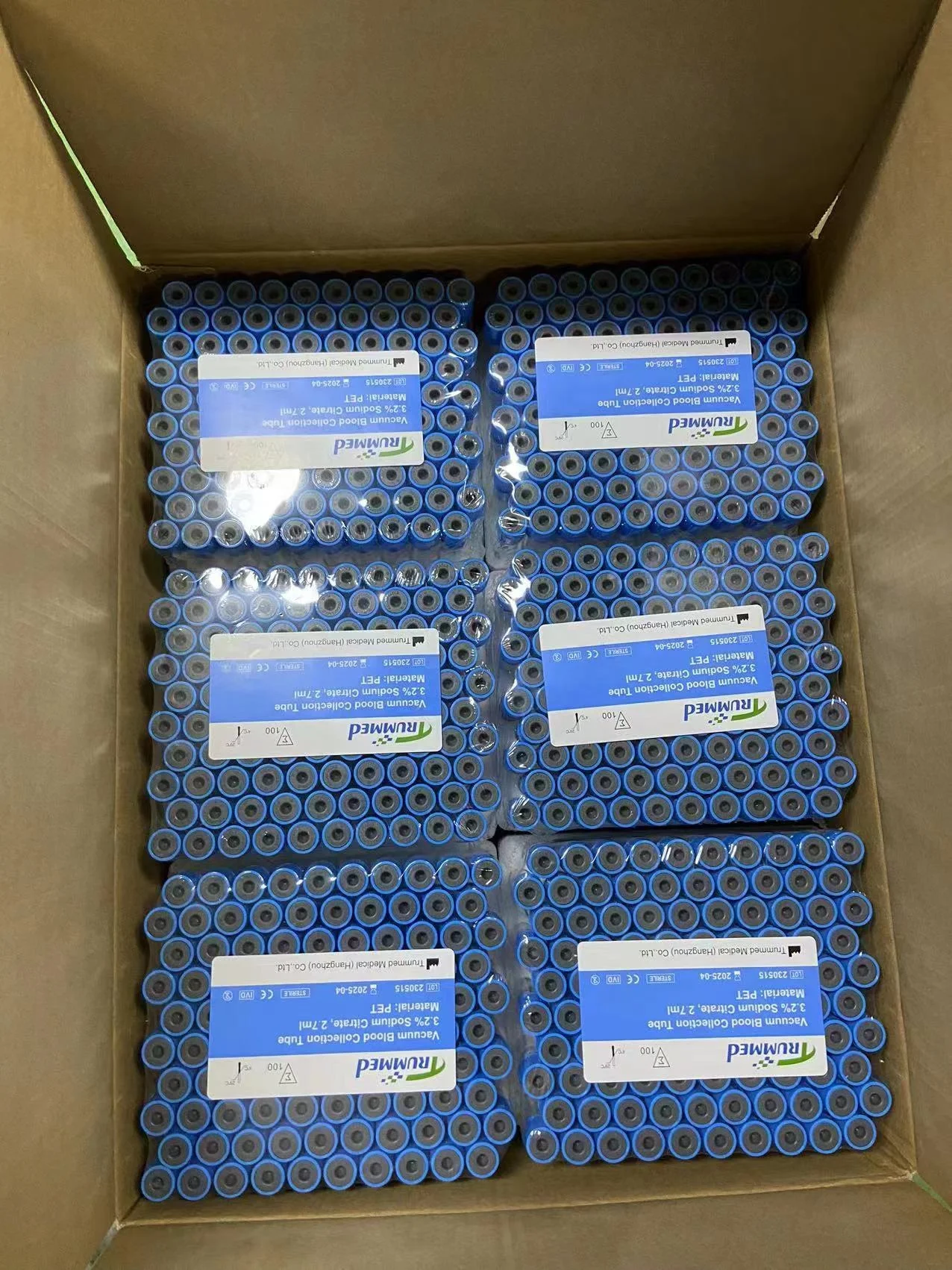 OEM blue top evacuated blood collection tubes 3.2% sodium citrate