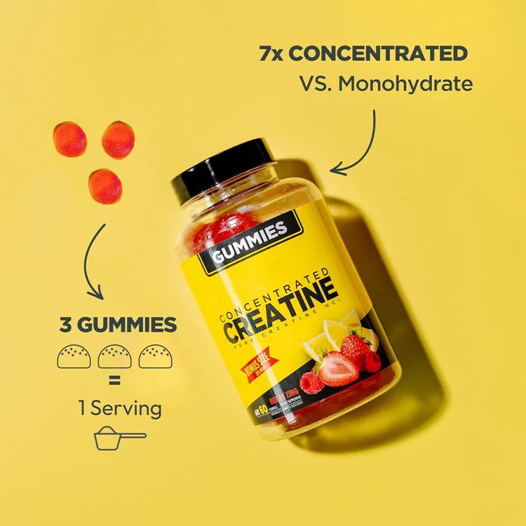 OEM White label Energy Booster Gummies 750mg Creatine HCL Gummies Muscle Building Gummies Pre-workout Creatine