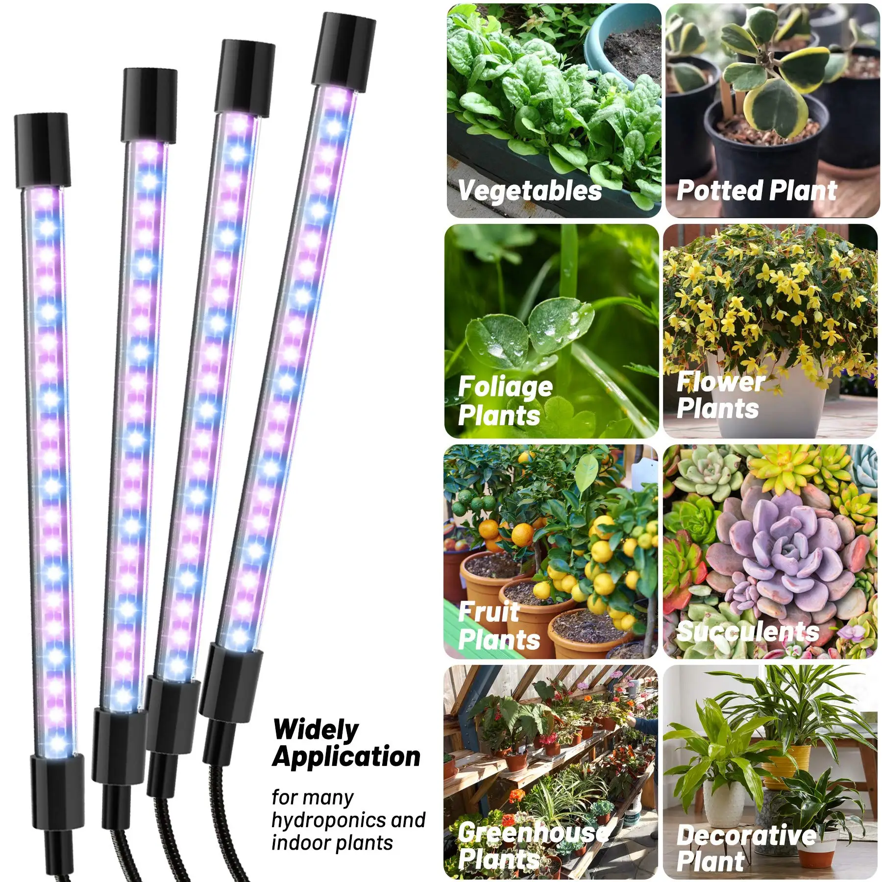 Amazon Hot Sale Four Head Plant Growing Lights Adjustable Gooseneck Led Clip Growth Lamp Usb Dimming Timing Desktop Plant Lamp