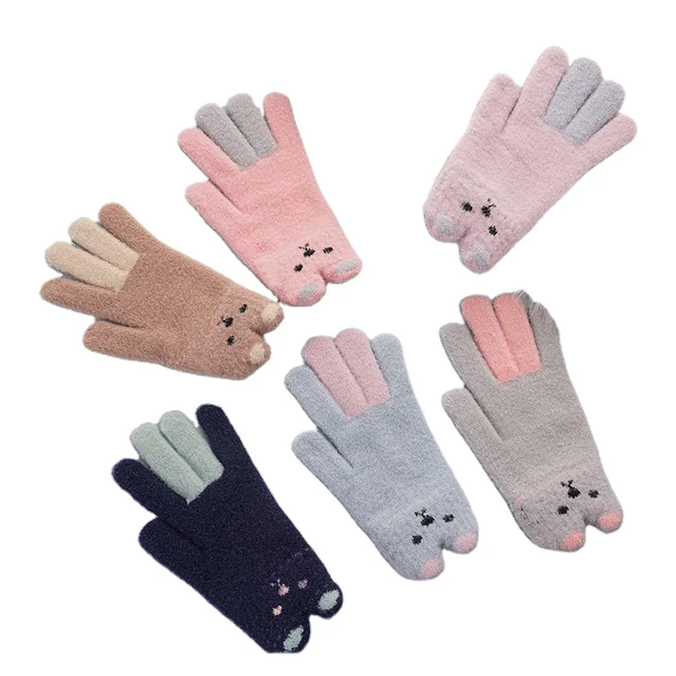 Knitted Colourful Winter Gloves High Elastic Cold Proof Lovely Student Gloves