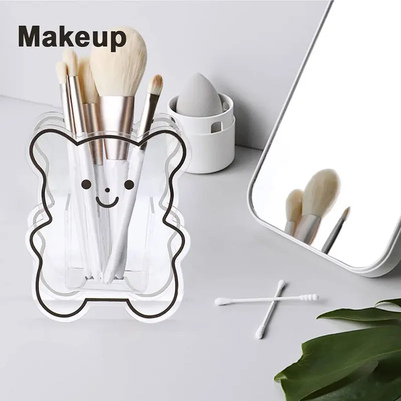 Customized Plastic Kawaii Desktop Organizer Bear Acrylic Pen Pencil Holder
