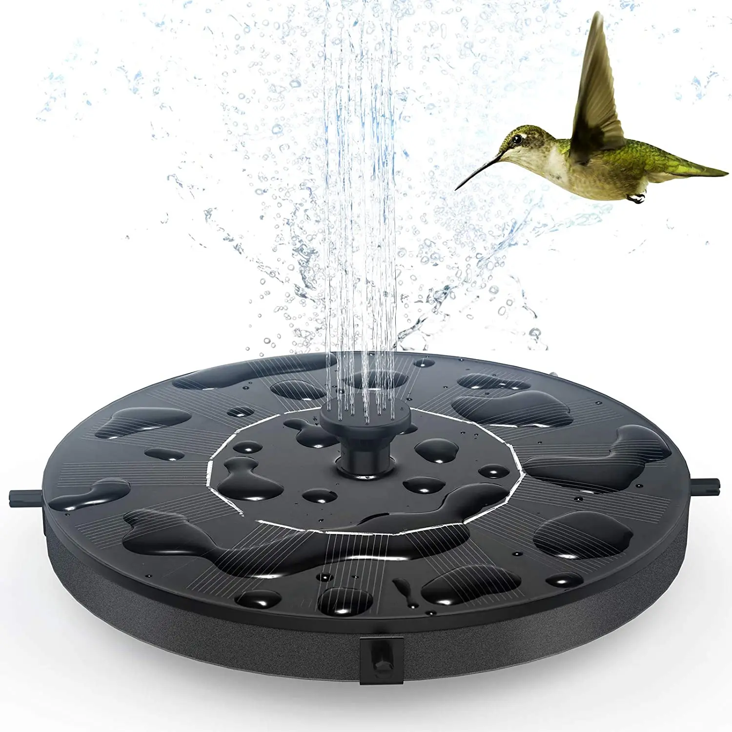 Solar Fountain with 6 Nozzles and Fixer, Free Standing Floating Solar Watering Pump for Bird Bath, Fish Tank, Garden, Pond