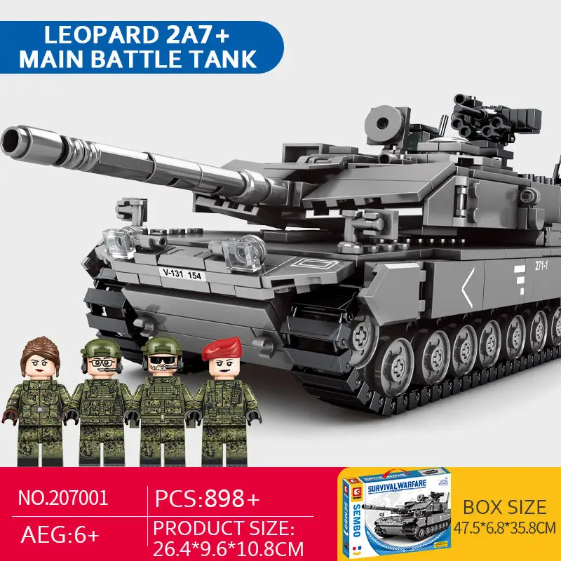 Строительные блоки 207001 Sembo 898 шт. военные танки для выживания кукольные фигурки игрушки детей