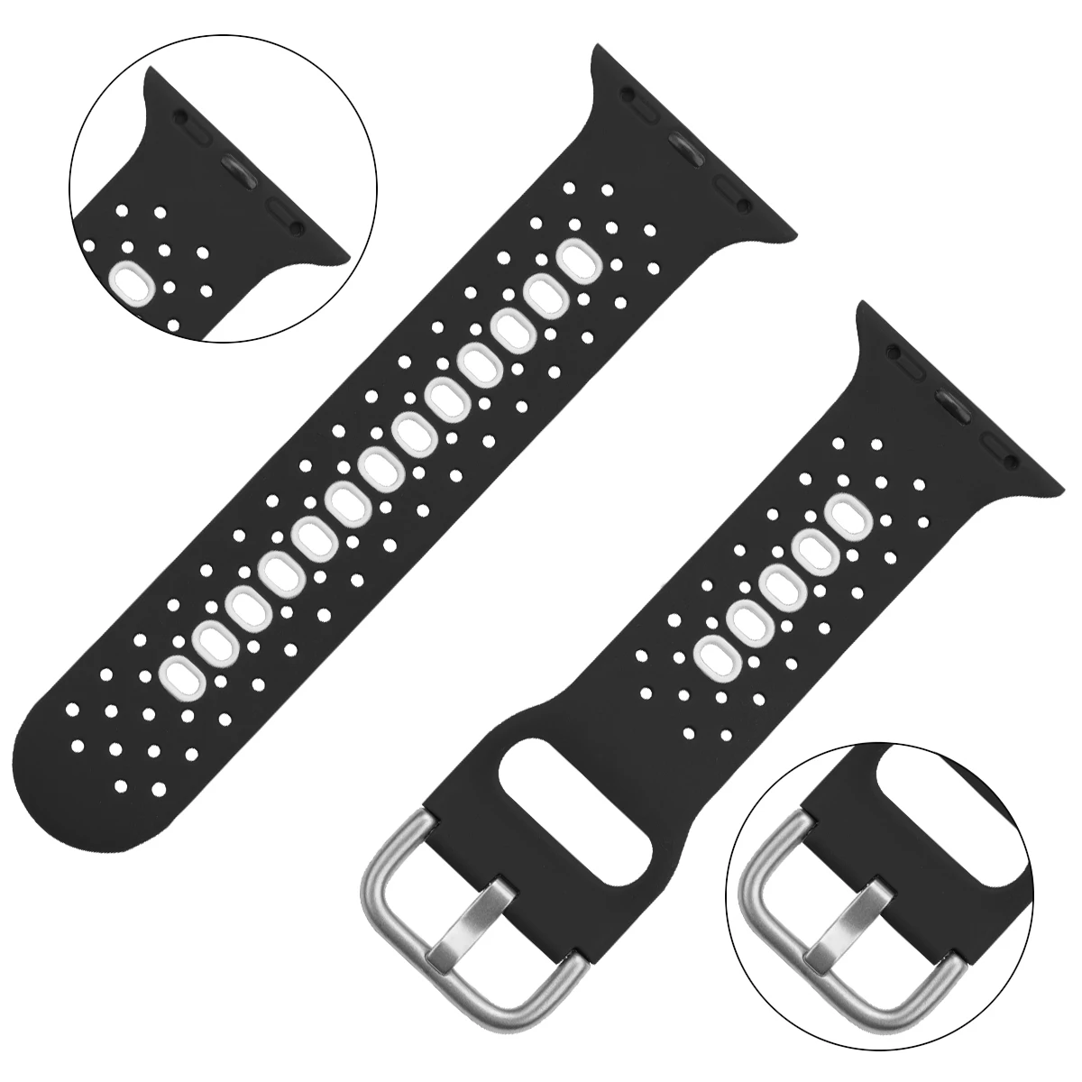 Custom Logo Rubber Strap Two Tone Golf Multiholes Silicone Rubber Wrist Watch Band for IWatch Series 7/6/5/4/3/2/1/SE