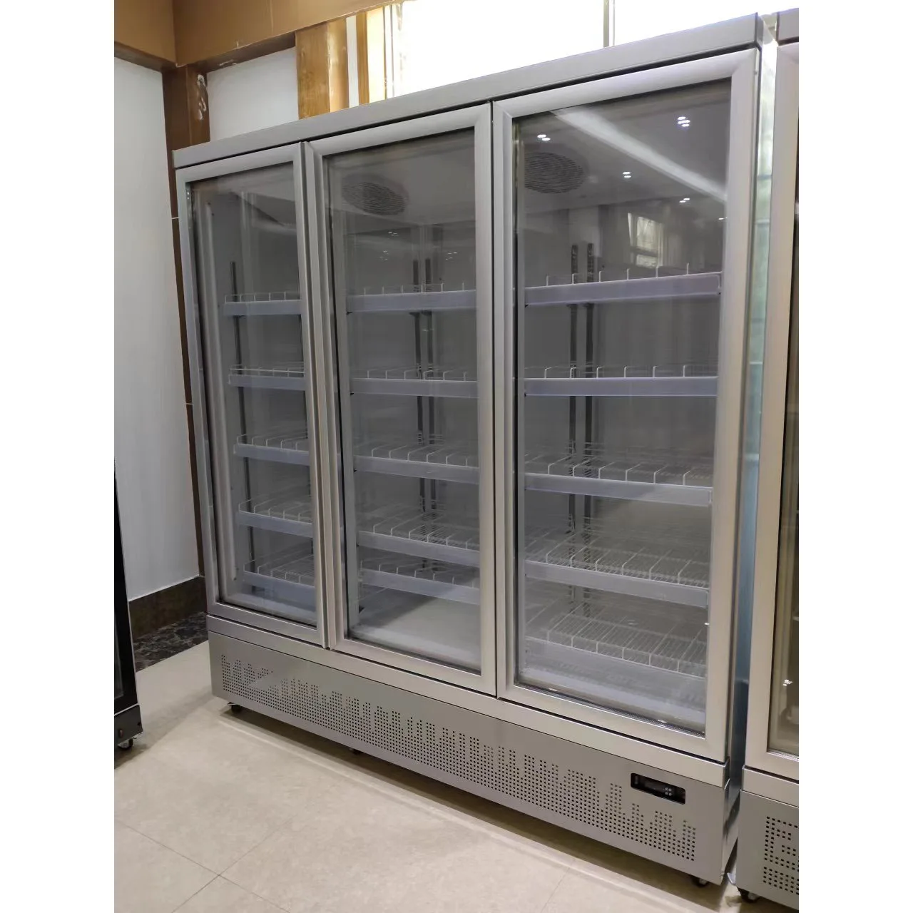 commercial glass 3 door refrigerator  freezer