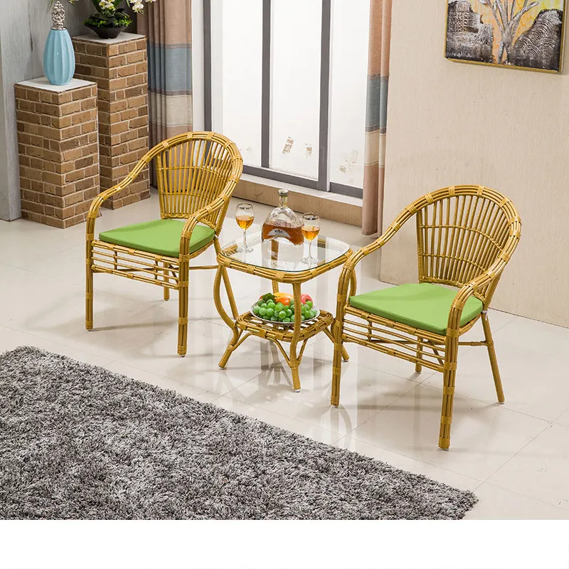 Hot summer cool rattan bamboo beautiful solid durable table and chair set