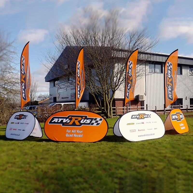 Customized High Quality Horizontal Folding Display Outdoor Advertising Oval Vertical Bean-Shape Pop Up Banner A Frame