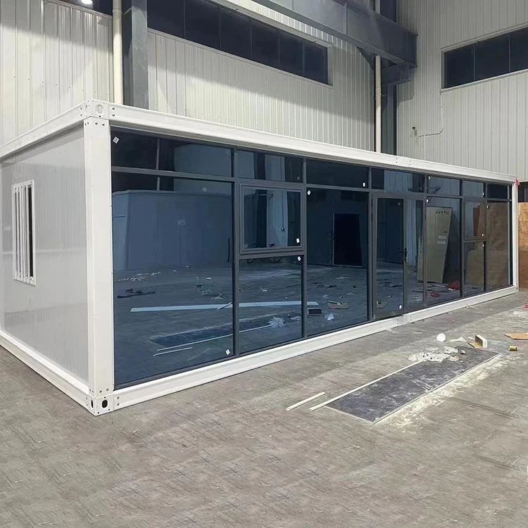 Luxury tiny 20 40 feet fully furnished small portable mini green house cheap modular prefabricated box container glass house