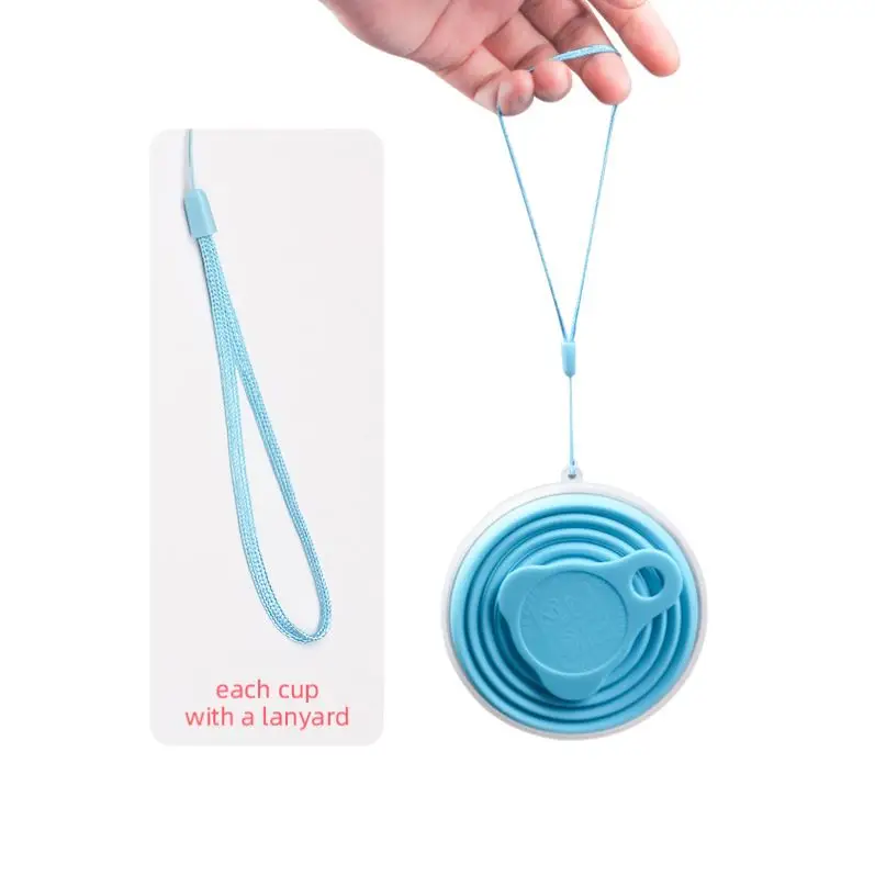 Amazon Hot Sale Silicone Folding Cup for travelling camping Outdoor Coffee Cup with Keychain Portable bowl cup mug Wholesale