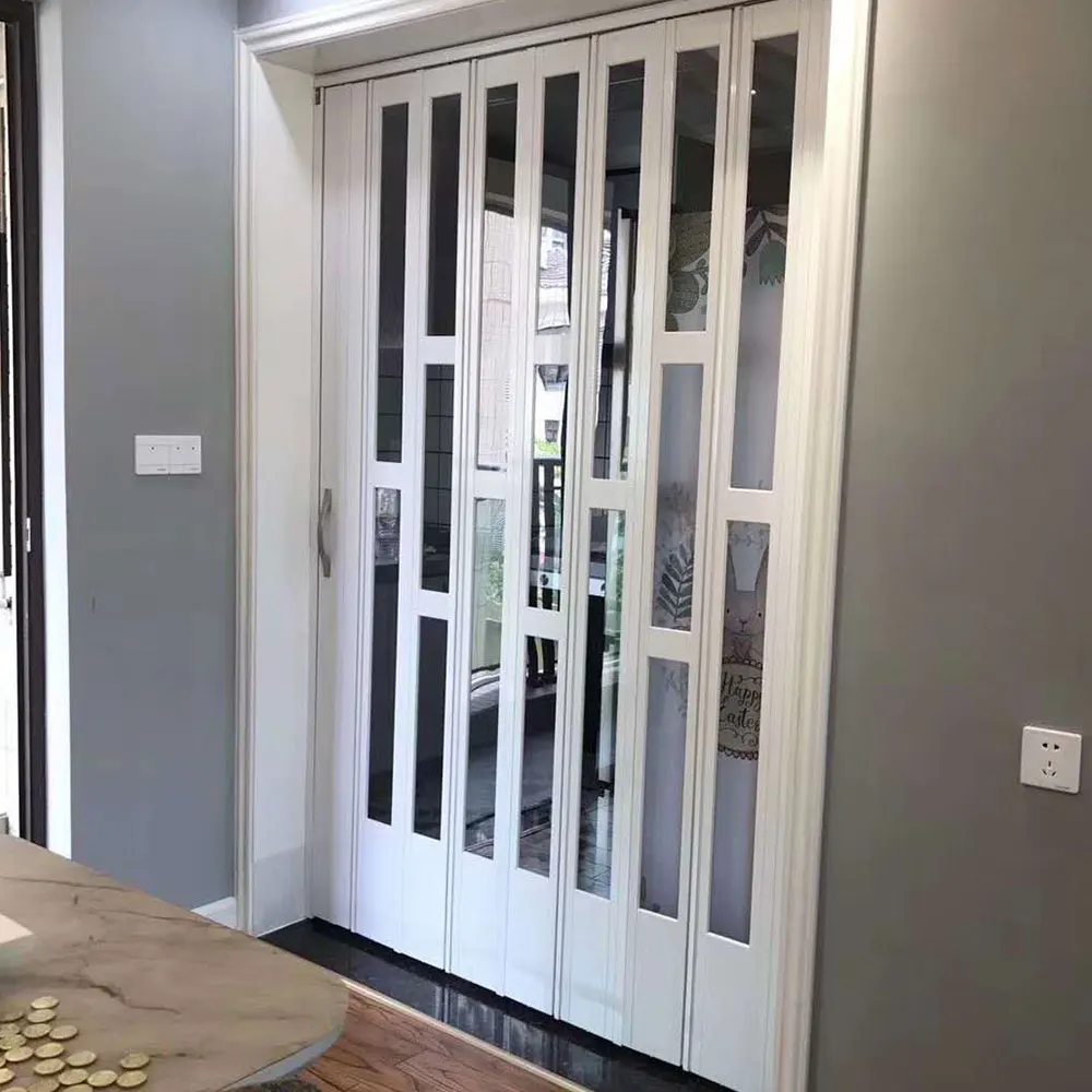 Transparent polycarbonate aluminum alloy sliding double folding door/aluminum folding door