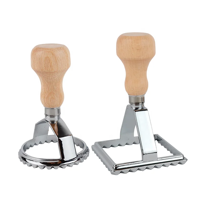 
Pack of 2 pieces Ravioli Stamp Set with Wooden Handle Ravioli Cutter Pasta Maker Mold 