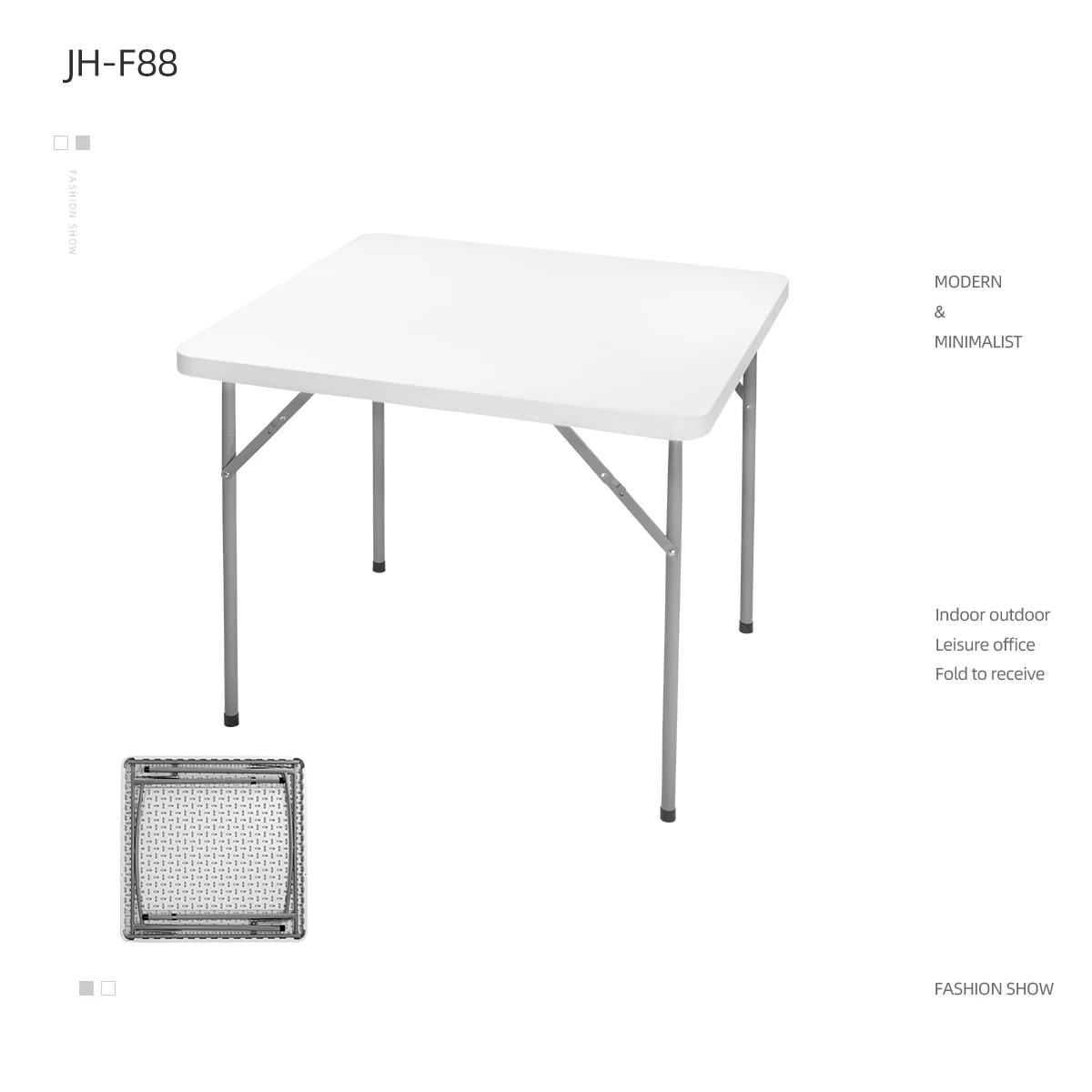 Folding Kitchen Dinning Table Hot Selling Easy Clean Square Plastic Dining Room Furniture Home Furniture Modern Foldable 8kgs