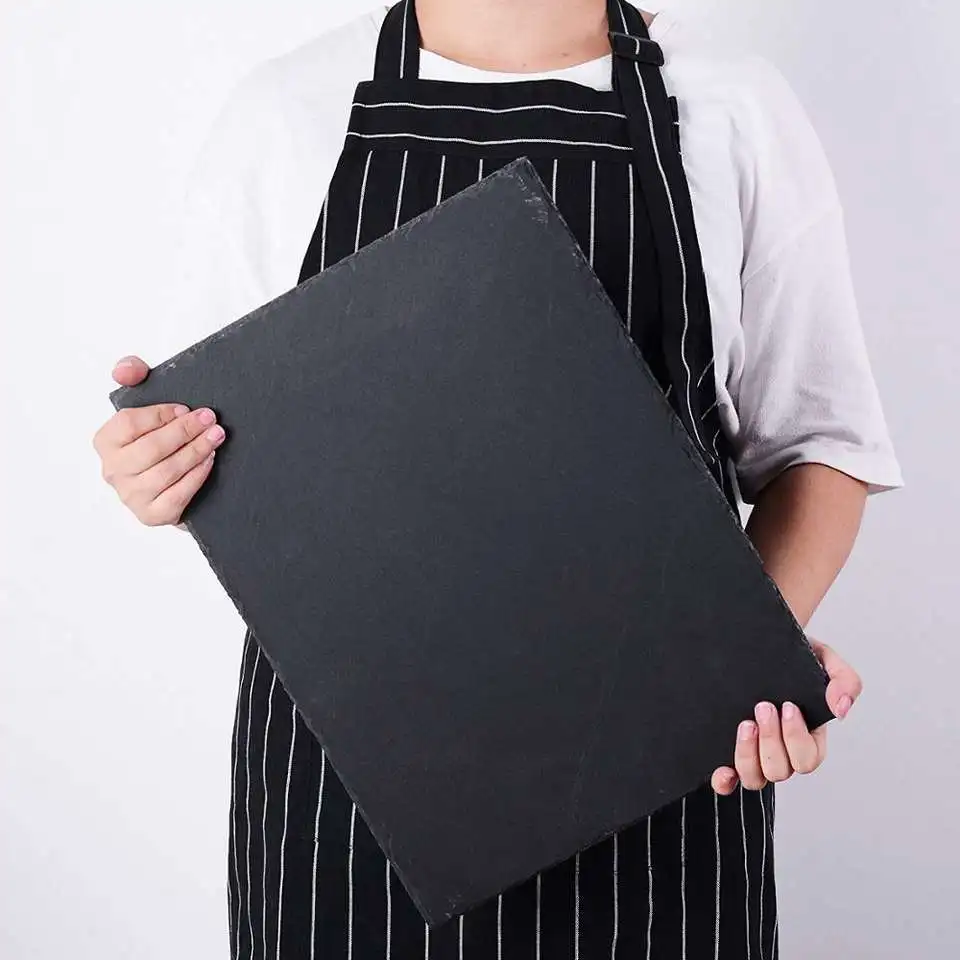 Hot bakery food cheese board tray natural slate material black color fruit stone plate