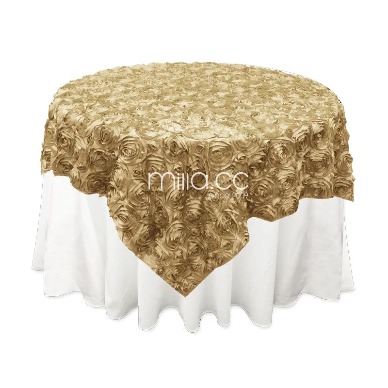 Rosette Satin Tablecloth Rose Wedding Cake Table Overlay