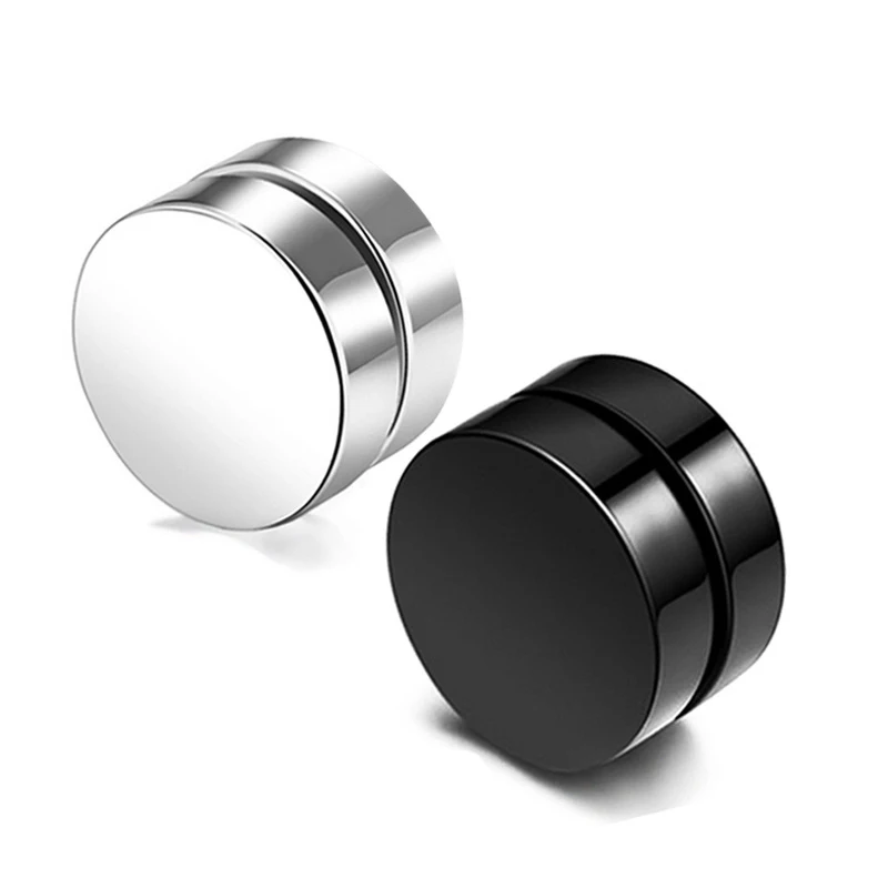 Magnetism Ear Clip 316L Stainless Steel Customized Round Magnet Stud Earrings