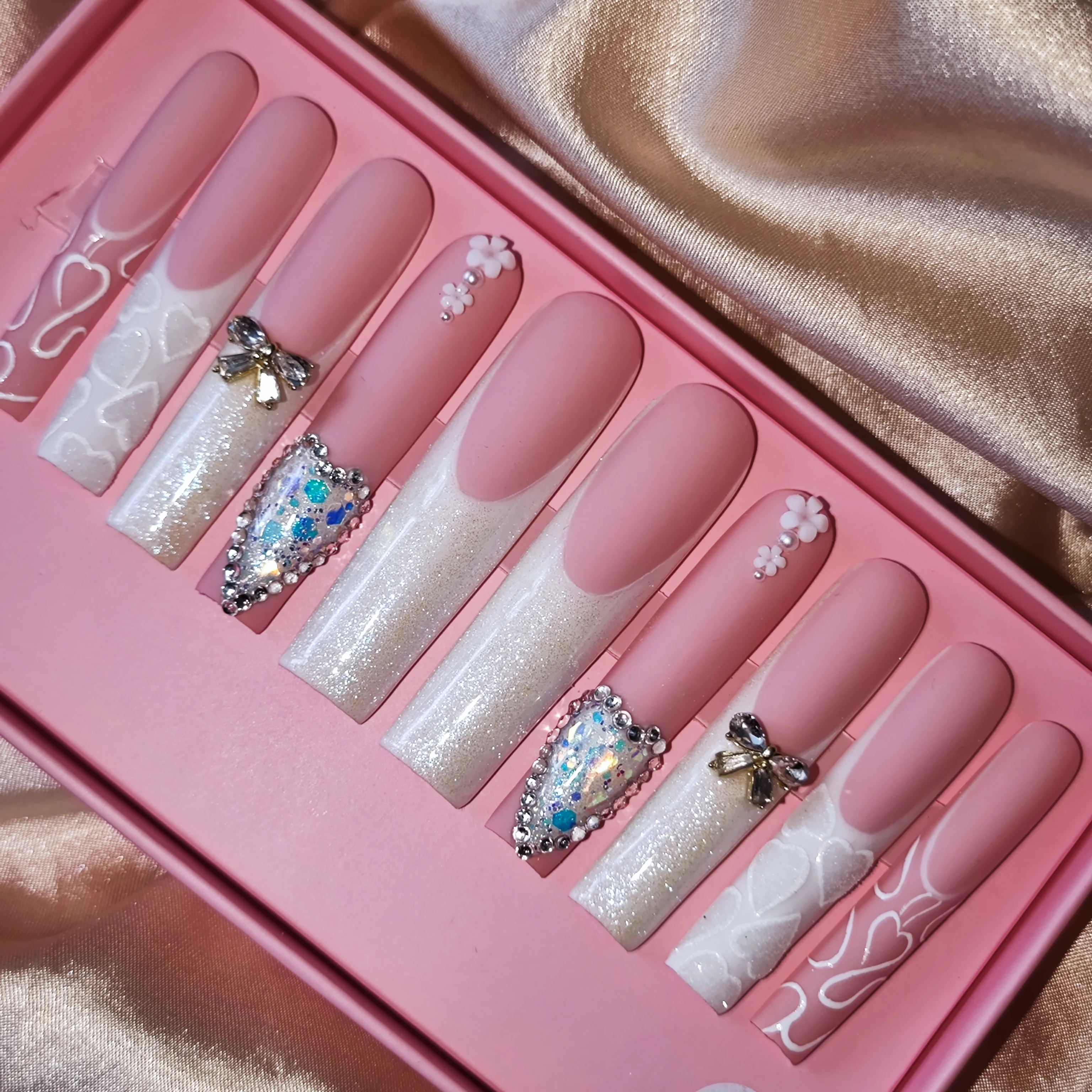 Accept Custom Acrylic Long Or Short  Press On Nails Artificial Fingernails With Jelly Glue For Woman