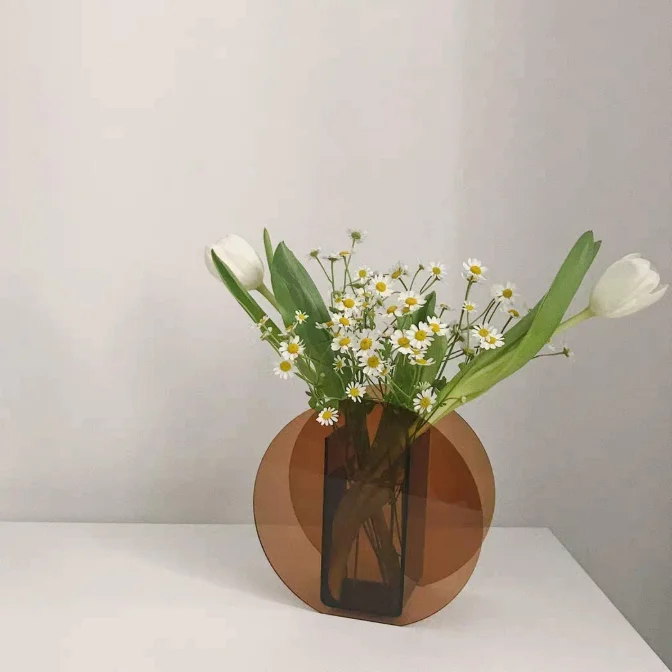 Современная акриловая декоративная ваза для дома и офиса, ваза для цветов, домашний декор