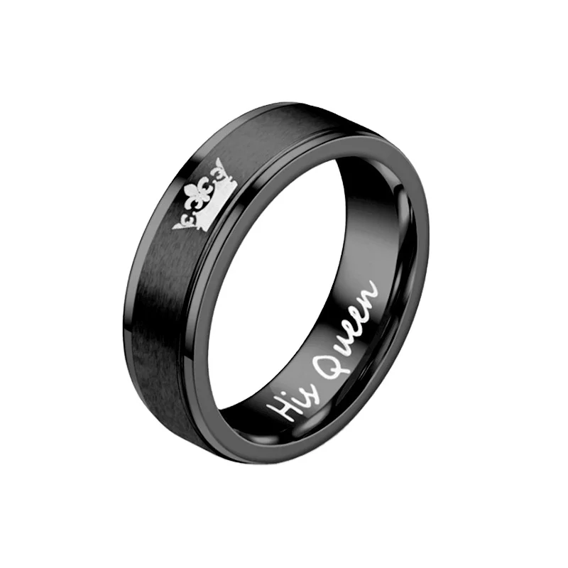 Factory Wholesale New European And American Titanium Steel Crown Couple Ring His Queen Her King Stainless Steel Rings