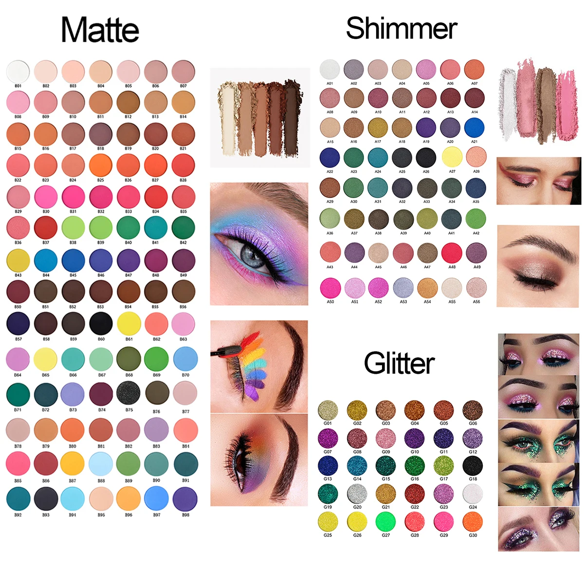 Private Label Custom Logo Makeup Vegan Single Matte Eyeshadow High Pigment Shimmer Metallic Pressed Glitter Eye Shadow