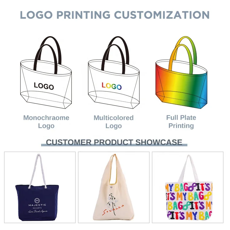 Huahao double handles wholesale recycled organic large white plain shopping tote cotton bag custom logo for gym