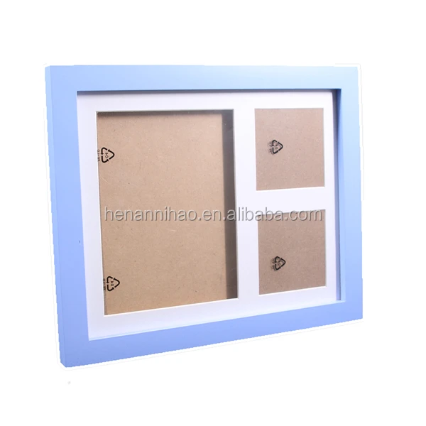 23*28cm New Born Baby Blue Wood Handprint Footprint Inkpad Clay Photo / Picture Frame Keepsake Kit