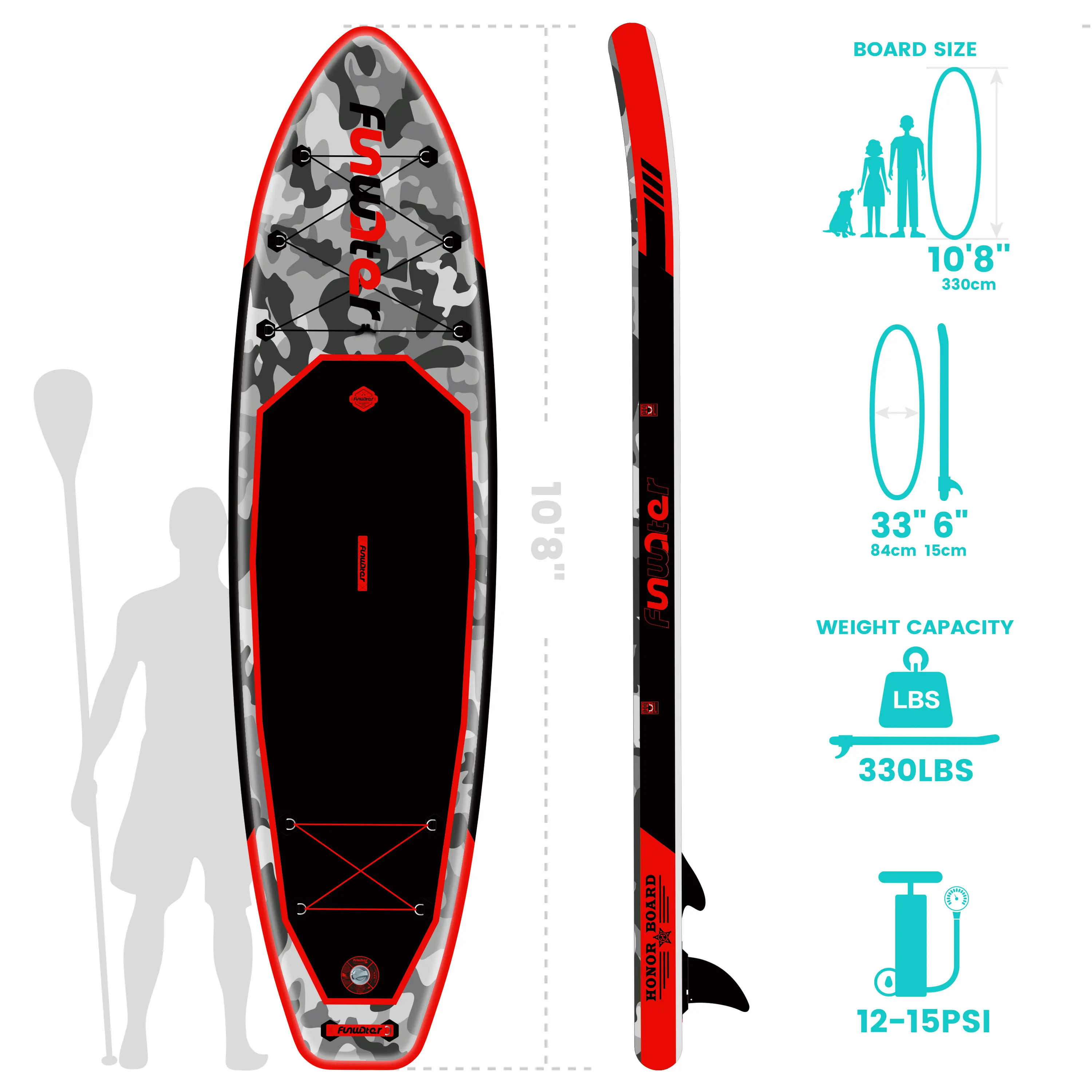FUNWATER Dropshipping OEM rescue board inflatable tabla padrl surf 11 inflatable paddle board double layer transparente sup