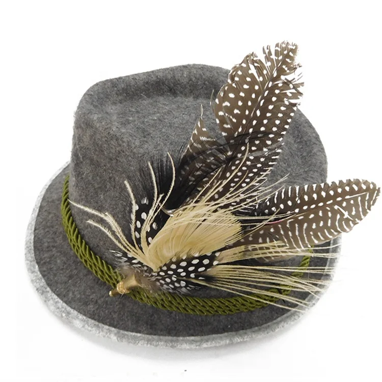 
Custom Adult Bucks Party Hats Big Hat Bavarian Felt Fedora With Feathers 